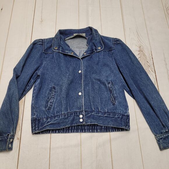 VIntage 80s  Bitterman hong kong denim jean pleated jacket retro oversized - Picture 1 of 9
